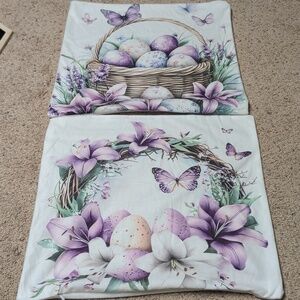 2 Easter basket Spring Throw Pillow Cases 16.5 In X 17 Washed Once